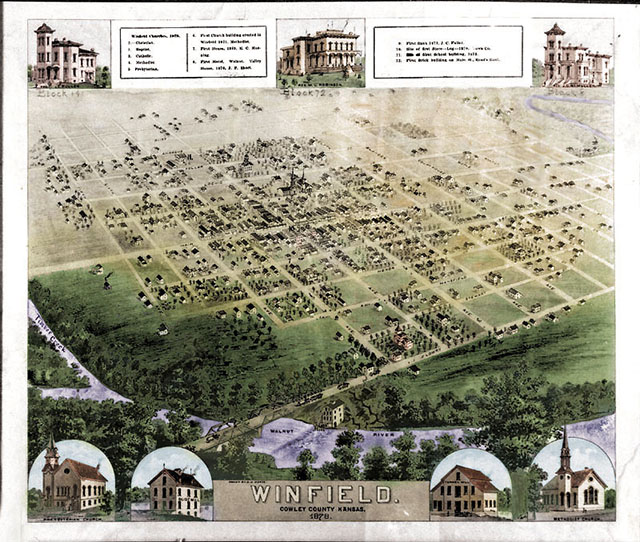 Map of Winfield, Ks in the 1870's