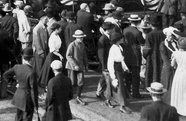 People at lower left front