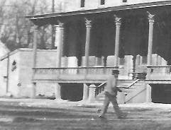 man crossing street