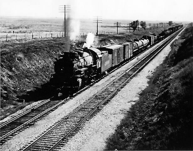 Santa Fe Freight Under Way (in 50's)