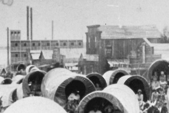 Buildings in center background